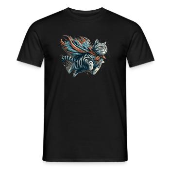 Super Cat British Shorthair BKH Tabby - Men's T-Shirt - black - Front - AI Model Male 178 light (178cm)