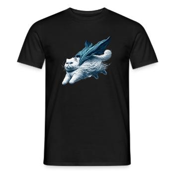 Super Cat Persian White Persian Cat Gift - Men's T-Shirt - black - Front - AI Model Male 178 light (178cm)