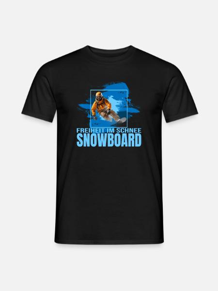 Freiheit im Schnee - Snowboard - Männer T-Shirt - Schwarz