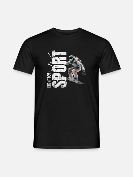 Eins mit dem Sport - Snowboard - Männer T-Shirt - Schwarz