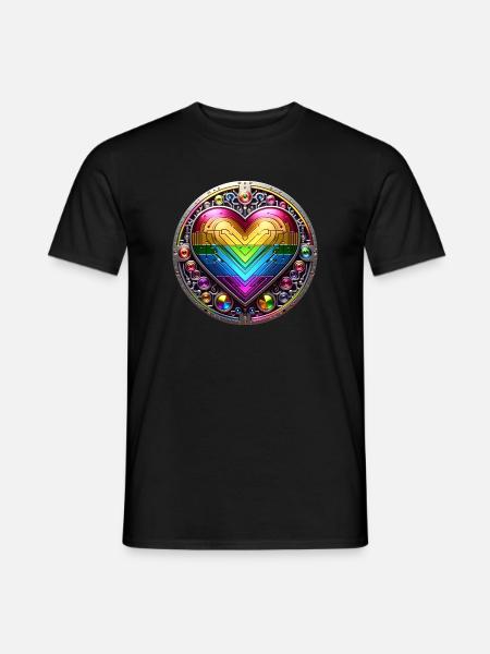 Metallic Rainbow Heart - Men's T-Shirt - black