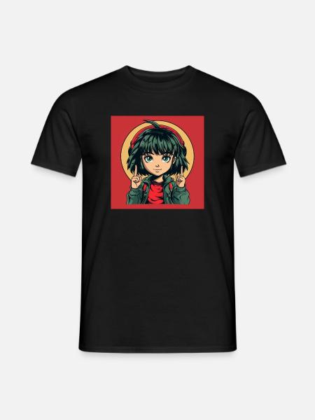 Anime Yeux Verts Fille - T-shirt homme - noir