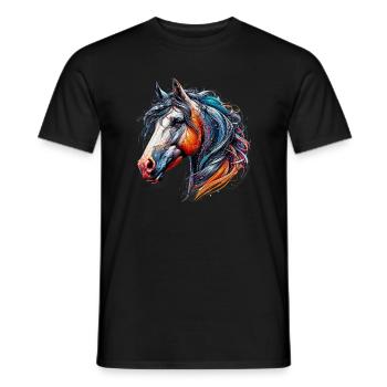 Pferd - Männer T-Shirt - Schwarz - Vorne - AI Model Male 178 light (178cm)