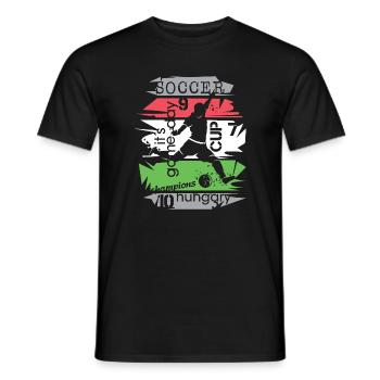 Fußball Ungarn Turnier Collage Torschuss Symbol - Männer T-Shirt - Schwarz - Vorne - AI Model Male 178 light (178cm)