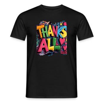 Happy Thank You Graffiti Design - Men's T-Shirt - black - Front - AI Model Male 178 light (178cm)