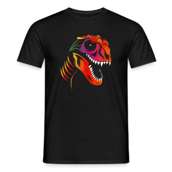 Colorful Dinosaur Skull Tyrannosaurus Rex Head - Men's T-Shirt - black - Front - AI Model Male 178 light (178cm)