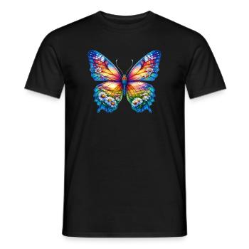 Fleurs papillon marguerites marguerites - T-shirt homme - noir - Devant - AI Model Male 178 light (178cm)