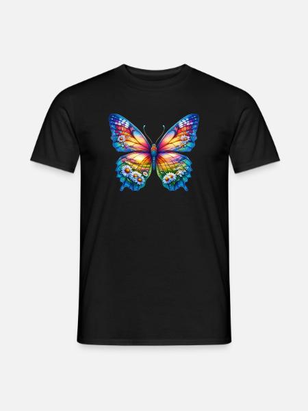 Butterfly flowers daisy daisies - Men's T-Shirt - black