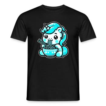 Japanese Kawaii Unicorn Ramen Asian Cuisine - Men's T-Shirt - black - Front - AI Model Male 178 light (178cm)