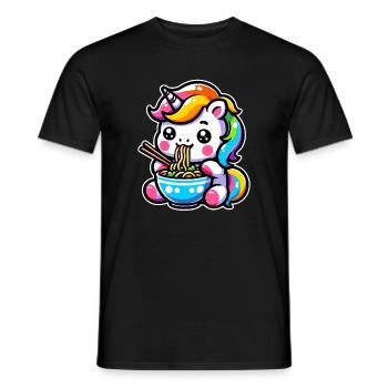 Japanese Kawaii Unicorn Ramen Asian Cuisine - Men's T-Shirt - black - Front - AI Model Male 178 light (178cm)