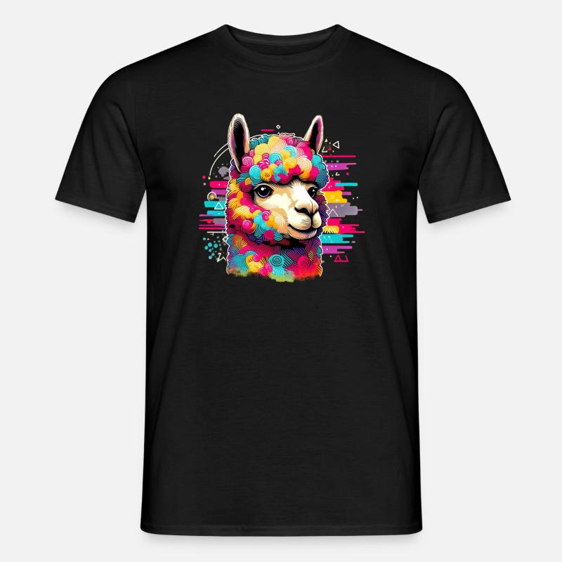 Alpaka - Männer T-Shirt - Schwarz