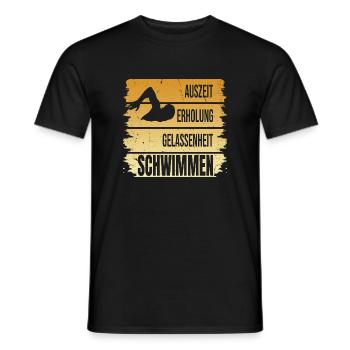 Auszeit - Erholung - Gelassenheit - Schwimmen - Männer T-Shirt - Schwarz - Vorne - AI Model Male 178 light (178cm)