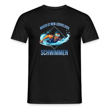 Wasser ist mein Lebenselixier - Schwimmen - Männer T-Shirt - Schwarz - Vorne - AI Model Male 178 light (178cm)