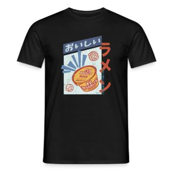 Retro Oishi Ramen - Spicy Noodles in a cup - Männer T-Shirt - Schwarz - Vorne - AI Model Male 178 light (178cm)