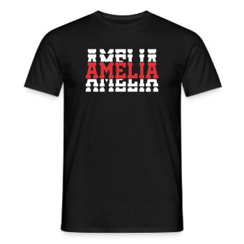 Amelia T-Shirt T-Shirt Geschenkidee gestapelter Text - Männer T-Shirt - Schwarz - Vorne - AI Model Male 178 light (178cm)