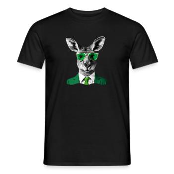 Neon Kangaroo in Green Suit - Men's T-Shirt - black - Front - AI Model Male 178 light (178cm)