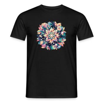 Florales Mandala Meerestiefe Pastell Design - Männer T-Shirt - Schwarz - Vorne - AI Model Male 178 light (178cm)