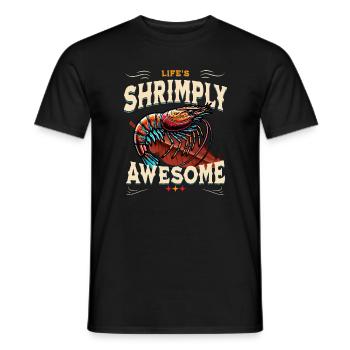Shrimply Awesome, Garnele auf Seemandelbaumblatt - Männer T-Shirt - Schwarz - Vorne - AI Model Male 178 light (178cm)