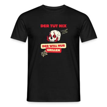 Skull and barbecue saying design - Men's T-Shirt - black - Front - AI Model Male 178 light (178cm)