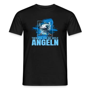 Therapie für die Seele - Angeln - Männer T-Shirt - Schwarz - Vorne - AI Model Male 178 light (178cm)