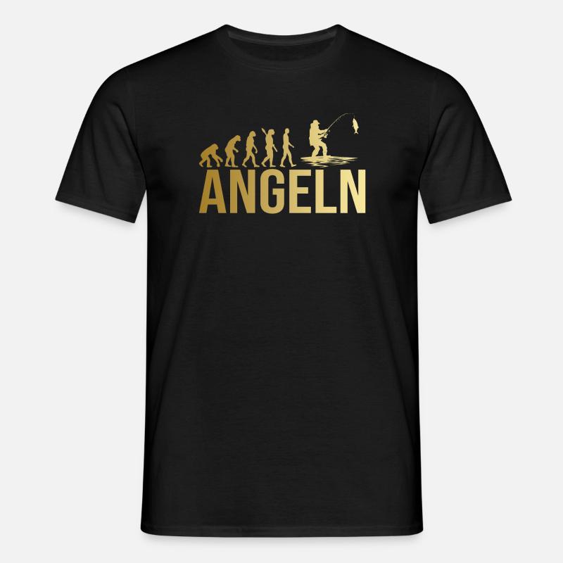 Evolution Angeln - Männer T-Shirt - Schwarz