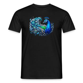 Pfau - Männer T-Shirt - Schwarz - Vorne - AI Model Male 178 light (178cm)