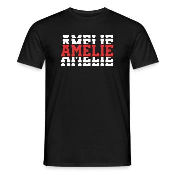 Amelie T-Shirt T-Shirt Geschenkidee gestapelter Text - Männer T-Shirt - Schwarz - Vorne - AI Model Male 178 light (178cm)