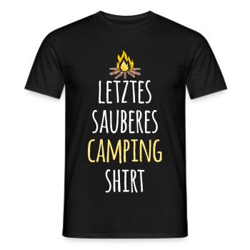 Letztes sauberes Camping Shirt Camper Lagerfeuer - Männer T-Shirt - Schwarz - Vorne - AI Model Male 178 light (178cm)
