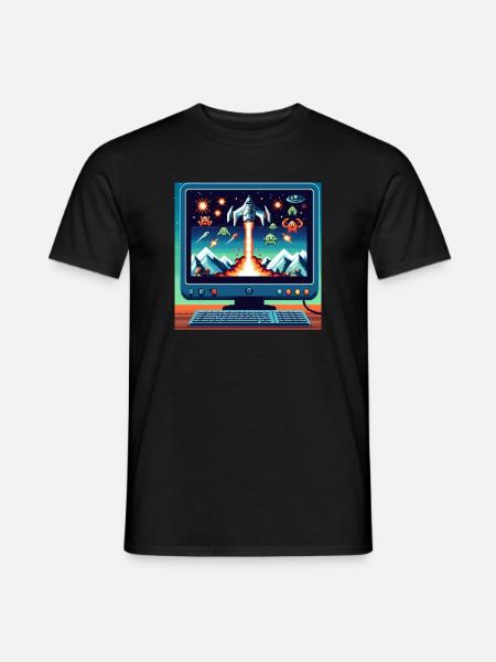 Retro Airplane Game - Men's T-Shirt - black