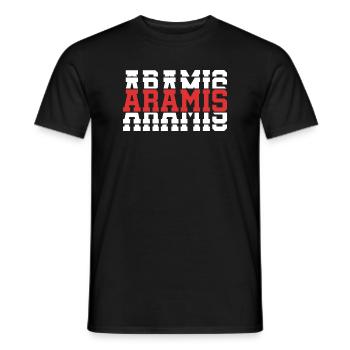 Aramis t-shirt t-shirt idée cadeau texte empilé - T-shirt homme - noir - Devant - AI Model Male 178 light (178cm)