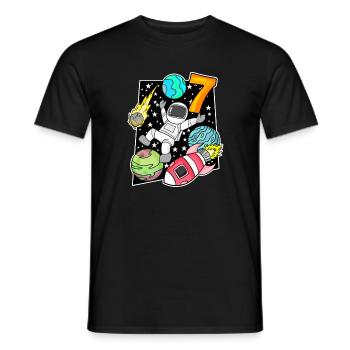 7 Birthday Boy Astronaut - Men's T-Shirt - black - Front - AI Model Male 178 light (178cm)