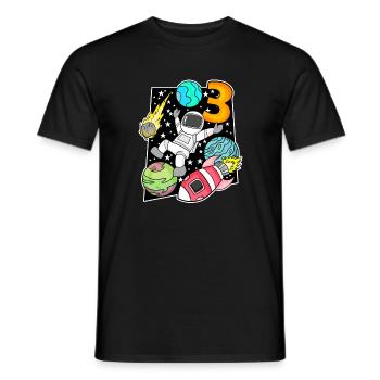 3 Anniversaire Garçon Astronaute - T-shirt homme - noir - Devant - AI Model Male 178 light (178cm)