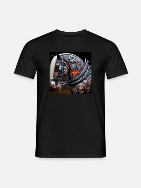 Cheval lourd tatoué - T-shirt homme - noir