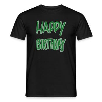 Green Happy Birthday Lettering - Men's T-Shirt - black - Front - AI Model Male 178 light (178cm)