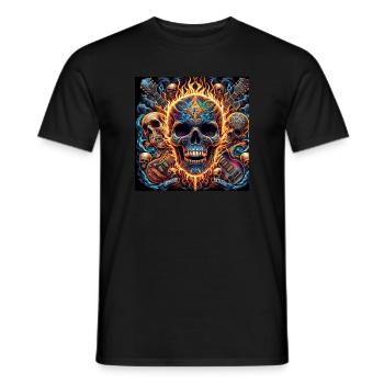 Skull with crossed guitars - Men's T-Shirt - black - Front - AI Model Male 178 light (178cm)
