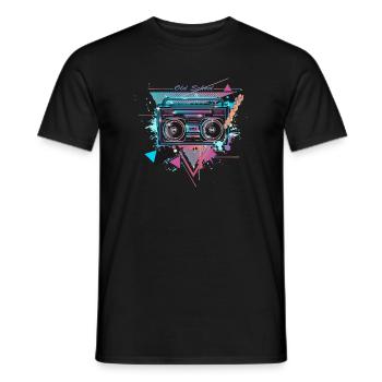 Magnétophone cassette au look graffiti fluo des années 80 - T-shirt homme - noir - Devant - AI Model Male 178 light (178cm)