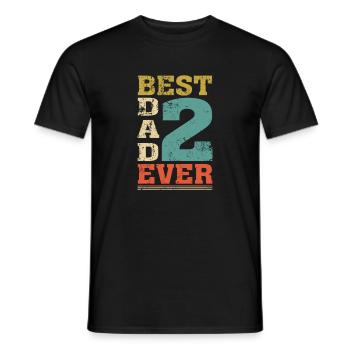 Best Dad Ever Dad 2 Kids Double Dad shirt - Men's T-Shirt - black - Front - AI Model Male 178 light (178cm)