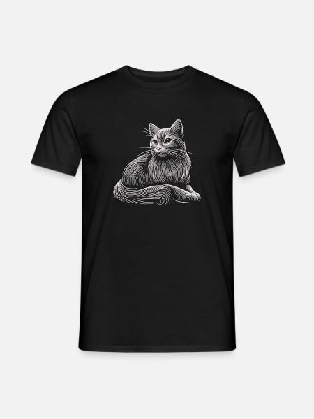 White Cat Patterns Light Strokes - Men's T-Shirt - black