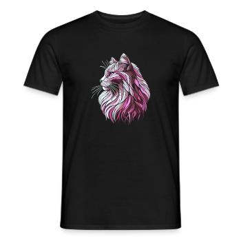 Pink cat head geometric art polygons - Men's T-Shirt - black - Front - AI Model Male 178 light (178cm)