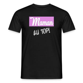 MAMAN. FÊTE DES MÈRES - T-shirt homme - noir - Devant - AI Model Male 178 light (178cm)