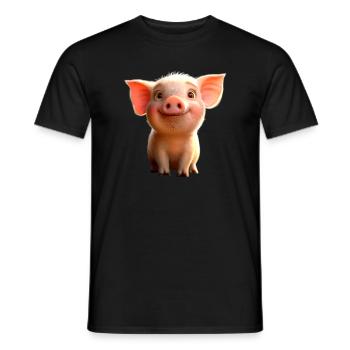 Pig Domestic Pig Pig Piglet Piggy - Men's T-Shirt - black - Front - AI Model Male 178 light (178cm)