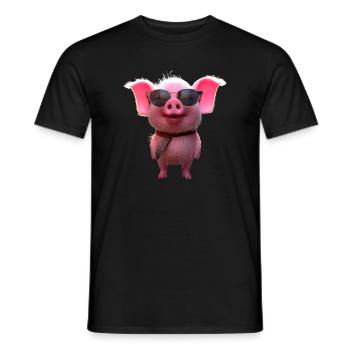 Pig Domestic Pig Pig Piglet Piggy - Men's T-Shirt - black - Front - AI Model Male 178 light (178cm)