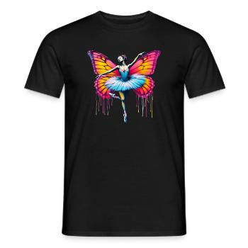 Ballerine avec des ailes de papillon papillons tutu - T-shirt homme - noir - Devant - AI Model Male 178 light (178cm)