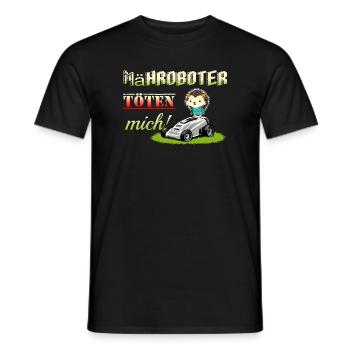 Robotic lawnmowers kill hedgehogs - Men's T-Shirt - black - Front - AI Model Male 178 light (178cm)