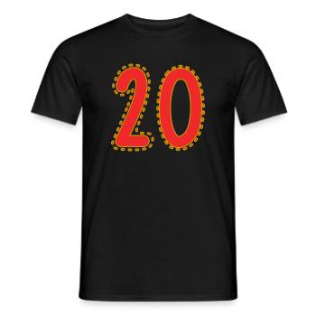 20. 20 YEARS. 20th ANNIVERSARY. 20 YEARS ANNIVERSARY. - Men's T-Shirt - black - Front - AI Model Male 178 light (178cm)