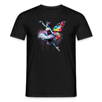 Ballerine avec des ailes de papillon papillons tutu - T-shirt homme - noir - Devant - AI Model Male 178 light (178cm)