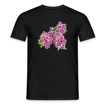 Poésie de l’œillet – focus sur les fleurs du jardin - T-shirt homme - noir - Devant - AI Model Male 178 light (178cm)