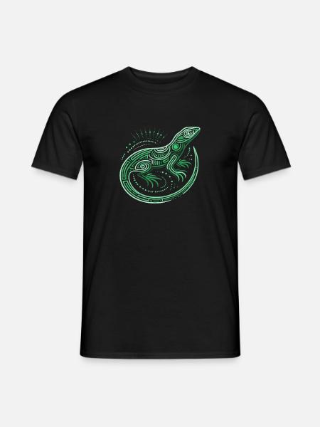 Eidechsen-Grüntöne, Aborigine-Motive, Tribal - Männer T-Shirt - Schwarz