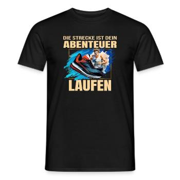 Laufen: Die Strecke ist dein Abenteuer - Männer T-Shirt - Schwarz - Vorne - AI Model Male 178 light (178cm)