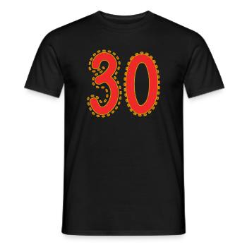 30. 30 YEARS. 30th ANNIVERSARY. 30 YEARS ANNIVERSARY. - Men's T-Shirt - black - Front - AI Model Male 178 light (178cm)